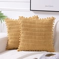 thumbnail image 1 of 2 paquetes de fundas de almohada decorativas de 18 x 18 pulgadas con pompones para sofá, cama, sala de estar, decoración del hogar estilo bohemio de granja, 1 of 4