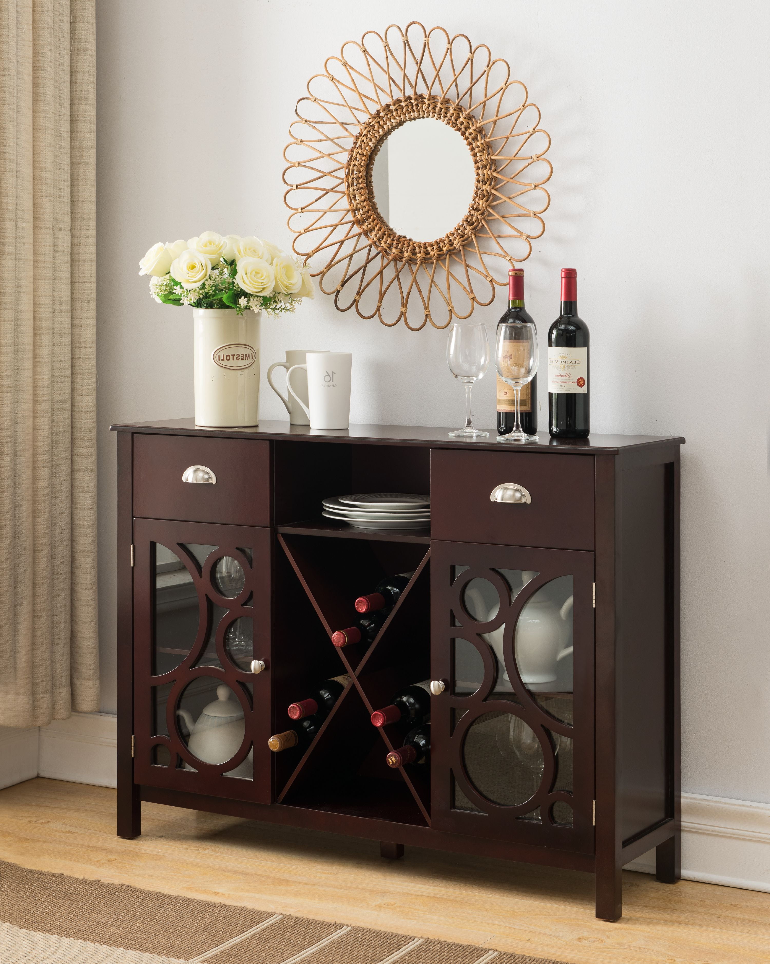 Buy Finn Contemporary Sideboard Buffet Server With Wine Rack Glass