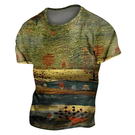 

ZIZOCWA Thermal Shirts For Men Lightweight Shirts For Men Mens Top Printing 3D Sleeve Neck Retro Casual Fashion Round T Digital Short Shirt Summer Men T Shirts Scrub Shirt