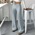 thumbnail image 4 of PBFRDSJ Women's Black Striped Wide Leg Pants Textured Elastic Waist Casual Lounge Trousers Lightweight Comfy Stretchy Loose Pants, 4 of 6