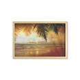 thumbnail image 1 of Ocean Wall Art with Frame, Sunset on the Beach of Caribbean Sea Waves Coast with Palm Tree, Printed Fabric Poster for Bathroom Living Room, 35" x 23", Dark Orange Pale Blue, by Ambesonne, 1 of 2