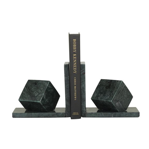 CosmoLiving by Cosmopolitan 7" Orb 10 lbs Green Marble Bookends (Set of 2)