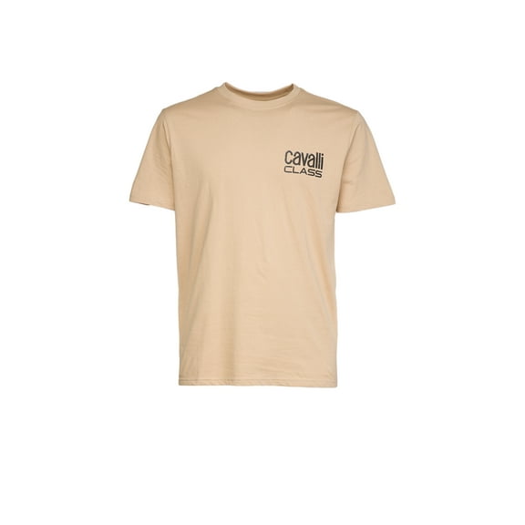 Cavalli Class Beige Cotton Men T-Shirt