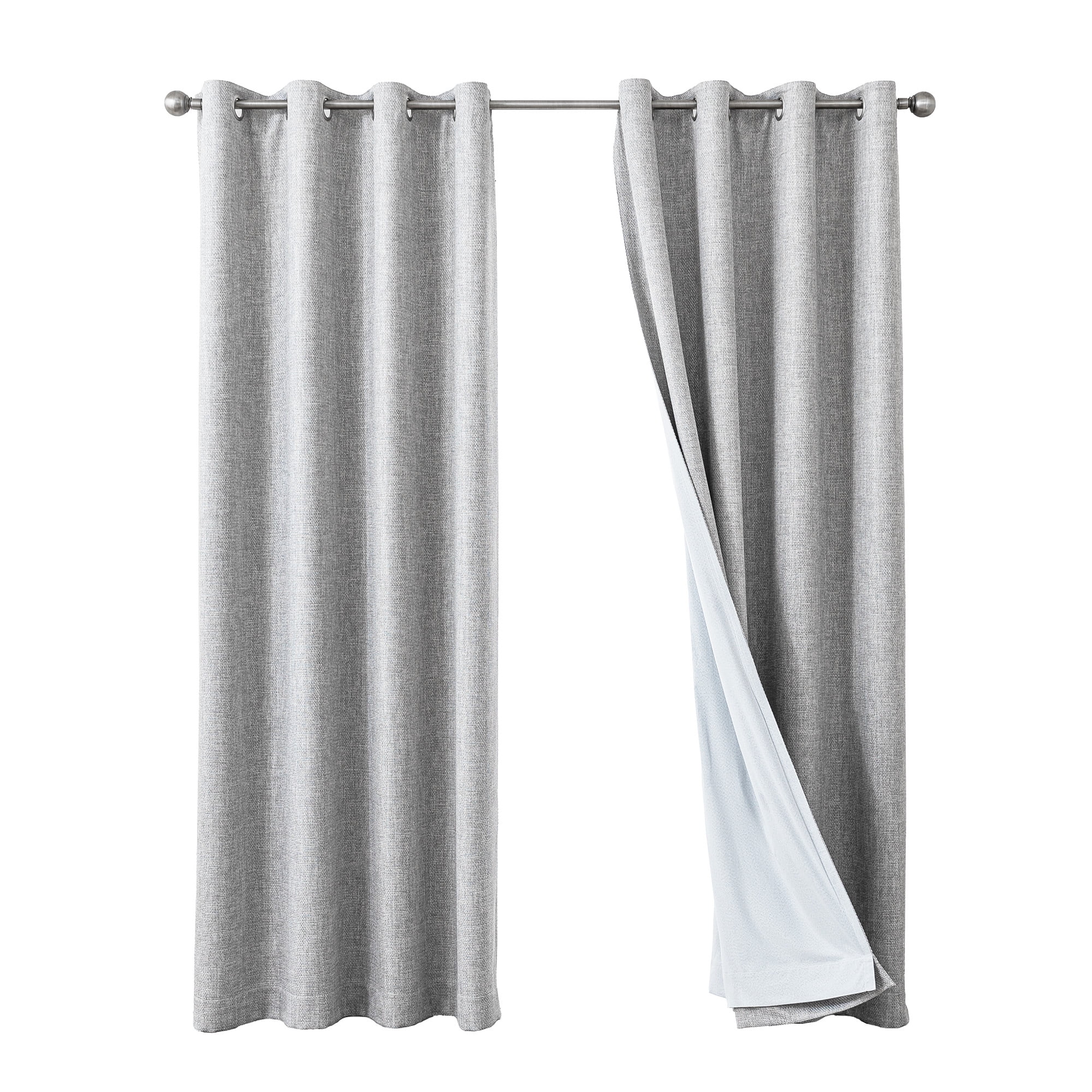 Sleep Zone 100% Blackout Curtains for Bedroom Full Light Blocking Curtains, Two-Sided Reversible Window Curtain for Living Room 2 Panels, 52" x 84" Gray