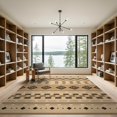 thumbnail image 2 of ODIKA 9'x12' Beige Geometric Espresso Design Washable Area Rug Intricate Inspired Pattern Motif Non-Shedding, Easy Care for Master Suite, California King, Under Bed, 2 of 7