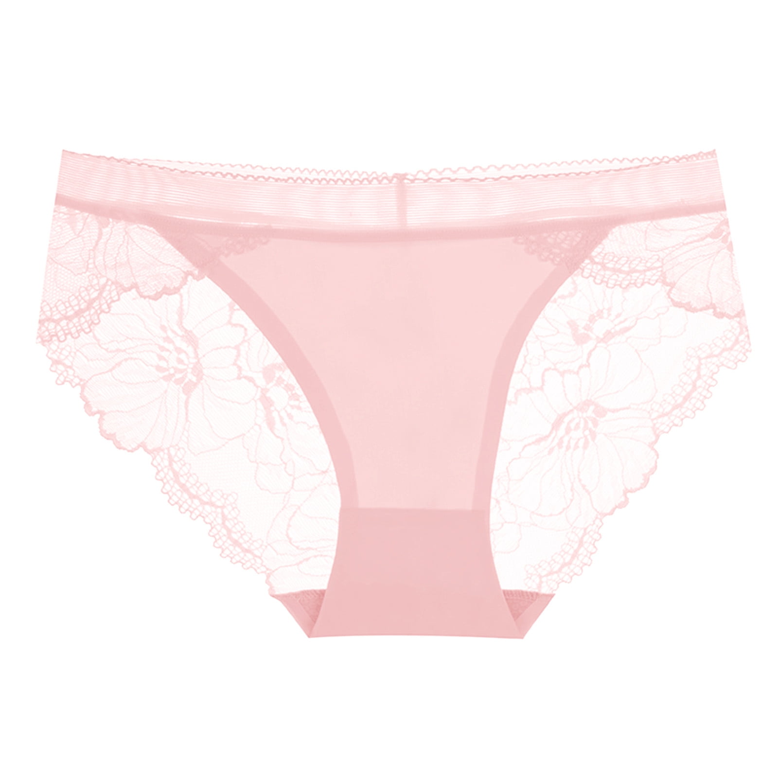 zuwimk G String Thongs For Women,Women Seamless Thongs Ice Silk Tangas Bikini  Underwear Pink,L 