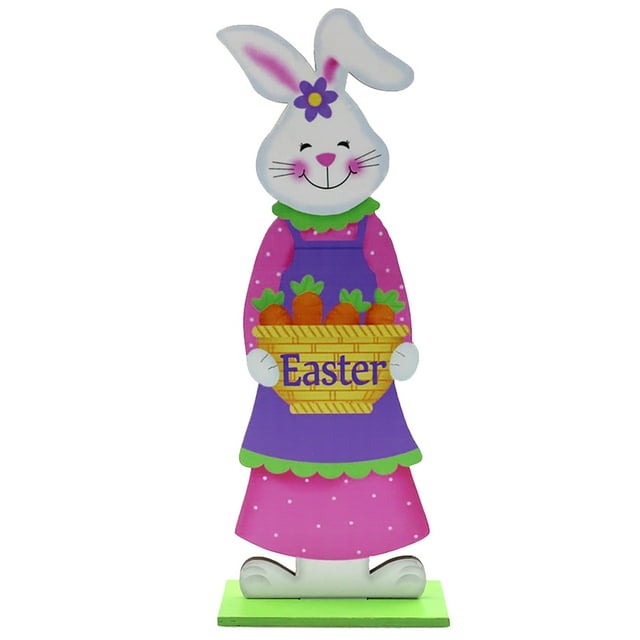 yulier Spring Easter Table Decorations, Wooden Easter Bunny Gnome Sign Centerpiece, Wood Bunny Rabbit Table Ornaments for Spring Easter Party Home Office Farmhouse Tabletop Decor