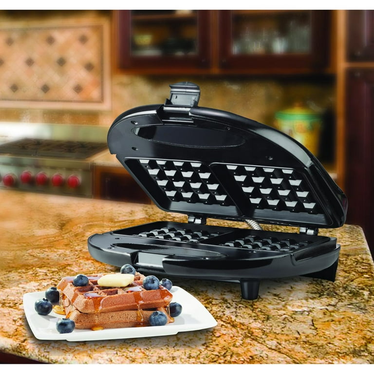 Brentwood Black Nonstick Dual Waffle Maker, 750W, Cooks 2