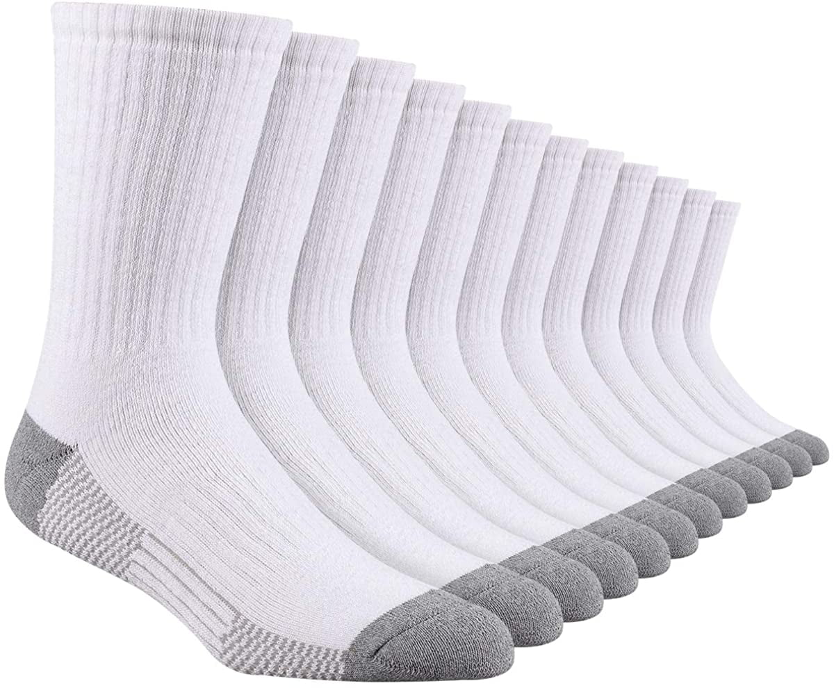 Men's 10 Pack Athletic Crew Socks Moisture Wicking Cushion Work Socks 