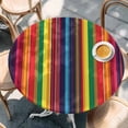 thumbnail image 3 of Mexican Stripes Round Fitted Table Cover Rainbow Colorful Stripes Gradient Waterproof Table Cloth with Elastic Edge Wipeable Tablecloth for Picnic Camping Party Fits 55"-60" Diameter, 3 of 8