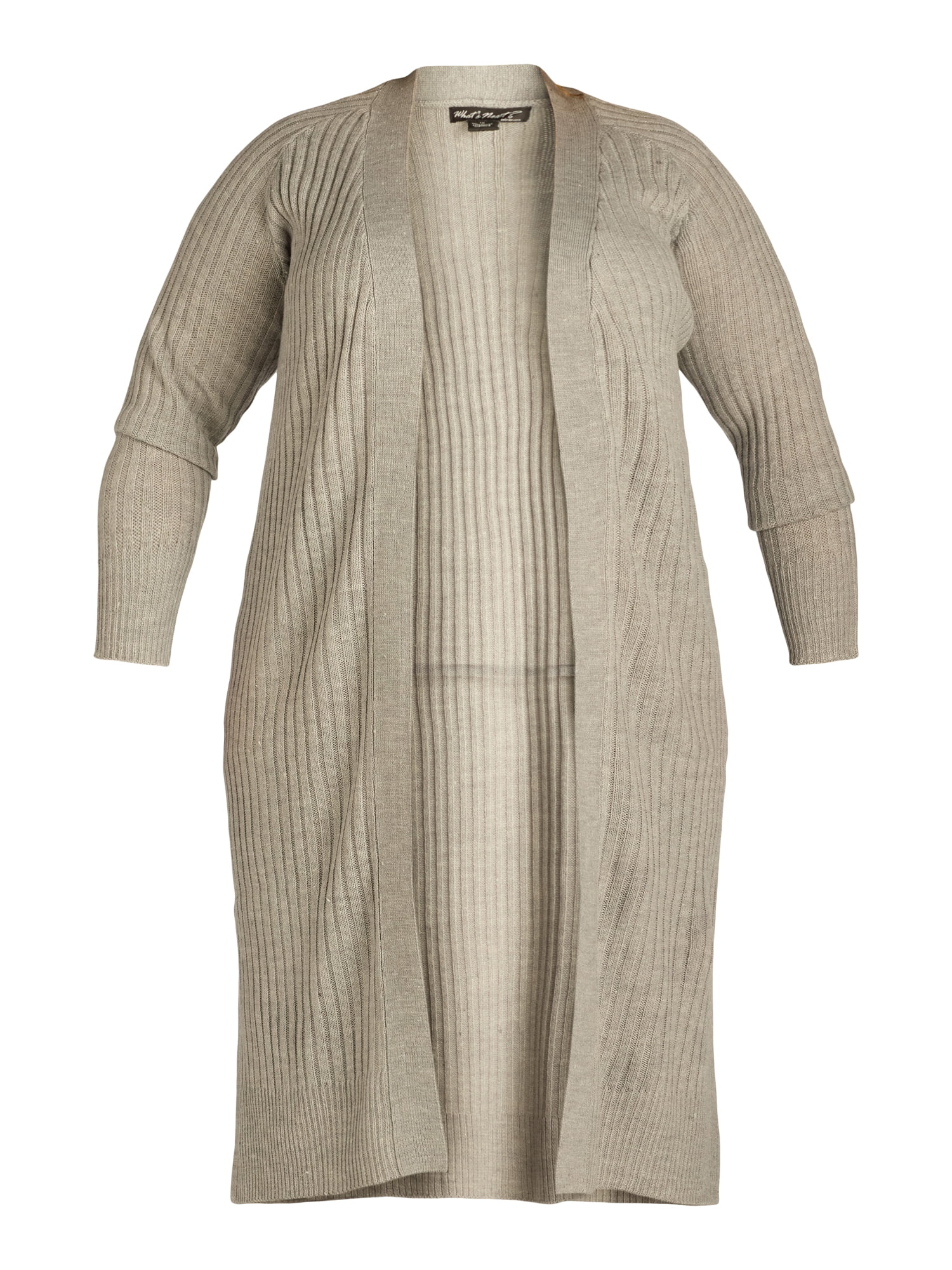 What's Next Women's Plus Size Ribbed Long Duster Cardigan, Sizes 1X-4X