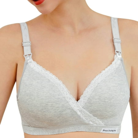 Quealent Women s Maternity Nursing T-Shirt Bra (Gray 34)