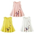 thumbnail image 7 of Baby Girls Dress Sleeveless Butterfly Casual Beach Party Dresses,,Cute Pleated Skirt for Little Girls 2-6 Years Special Occasion Dress Round Neck Cotton Skater Dress,Pink, 7 of 7
