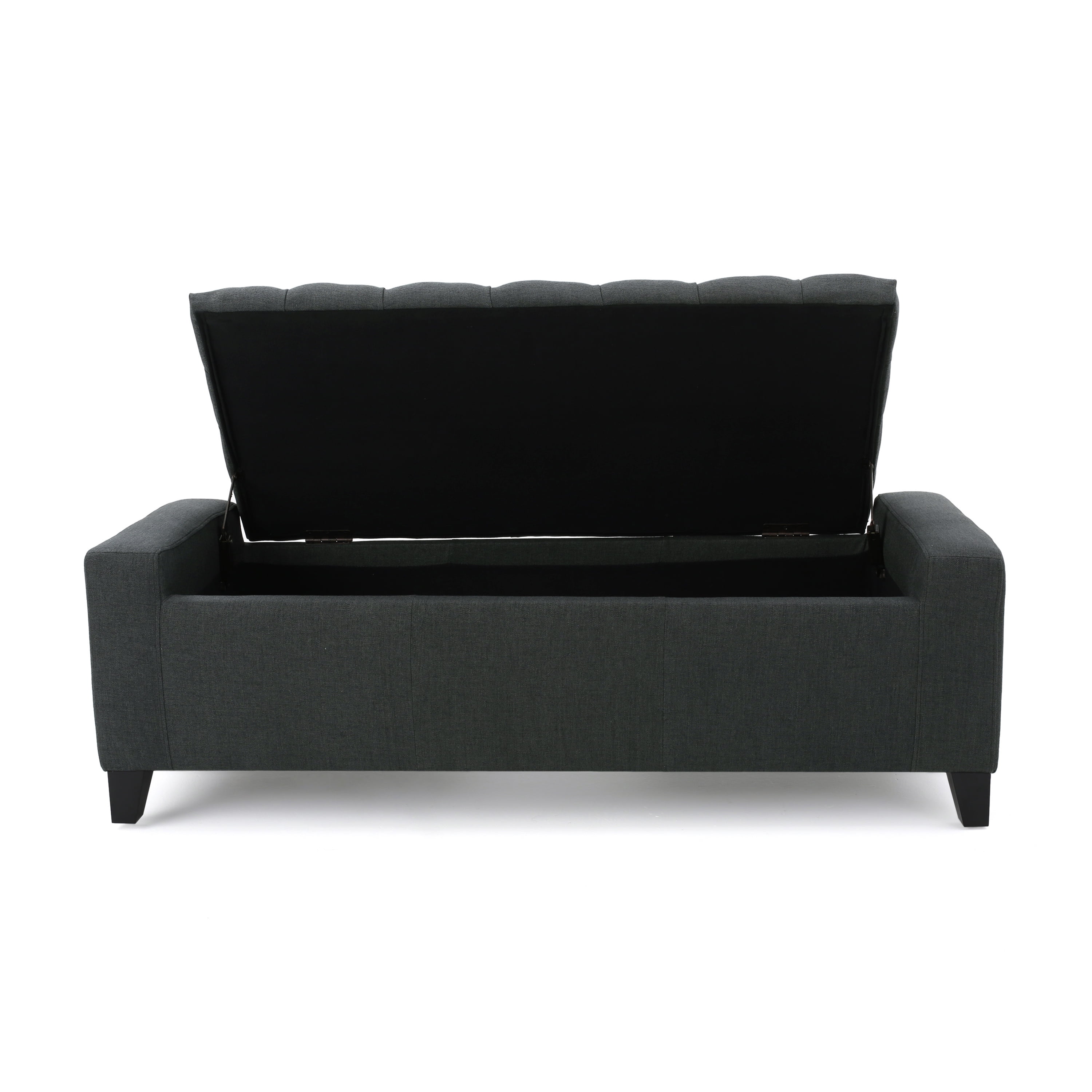 Euroco 51" Fabric Storage Ottoman Bench, Upholstered Padded Storage Bench for Living Room,Bedroom,End of Bed Bench, Dark Gray