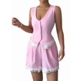 thumbnail image 3 of Women'S Summer 2 Piece Outfits High Waisted Short Sets Vest Pink S, 3 of 9