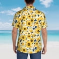 thumbnail image 4 of Fotbe Navy Blue Leaf Sunflower Camisa Hawaiana para Hombre Unisex – Camisa Casual de Verano con Botones de Manga Corta de Algodón y Lino,X-Large, 4 of 7