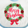 thumbnail image 4 of Inktastic Merry Christmas Wreath with Red Bow and Ornaments Boys or Girls Baby Bib, 4 of 4