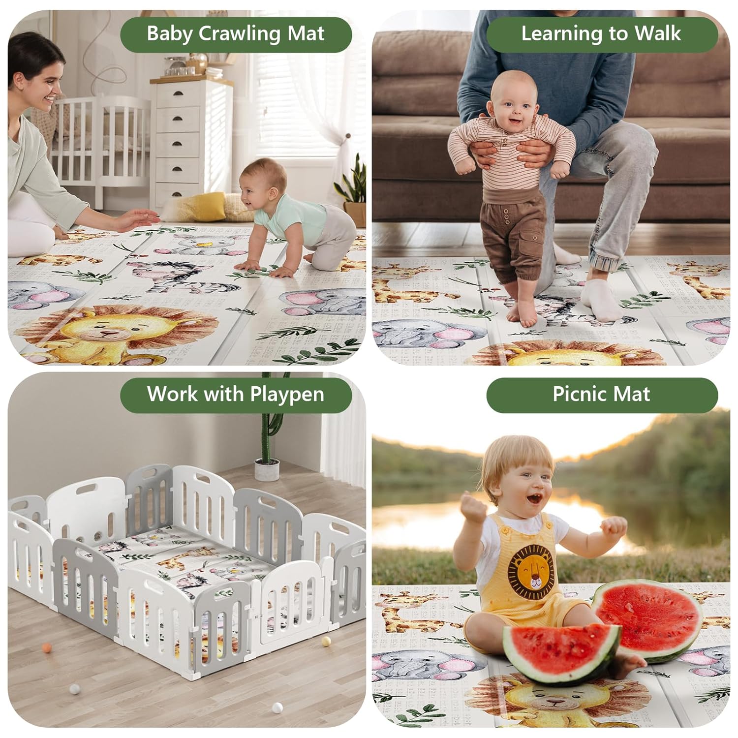 79x71 Extra Large Baby Play Mat for Floor, Foldable Foam Playmat for Babies 0-12 Months & Kids, Non-Toxic Waterproof Baby Mat for Floor, Thick Playpen Mat for Tummy Time Crawling
