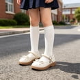 thumbnail image 2 of FINALGANG Kids Girls Adjustable Pearl Strap Front Bow Mary Jane Shoes Flat Block Heel Soft Insole Daily Dress Shoes Cute Shoes 12-12.5 Years, 2 of 6