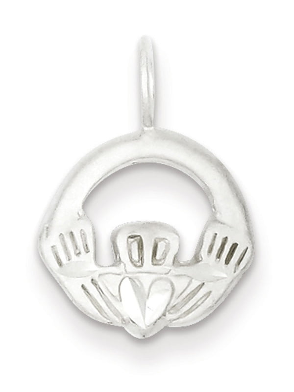 Sterling Silver Satin Finish Claddagh Charm