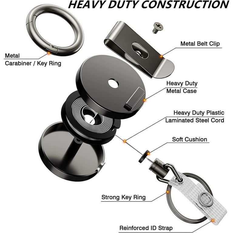 Retractable Key Chain,Multitool Carabiner Key Holder,Retractable Badge  Holder Reel Heavy Duty Badge Reel With Steel Cable - Buy Keychain Id Badge