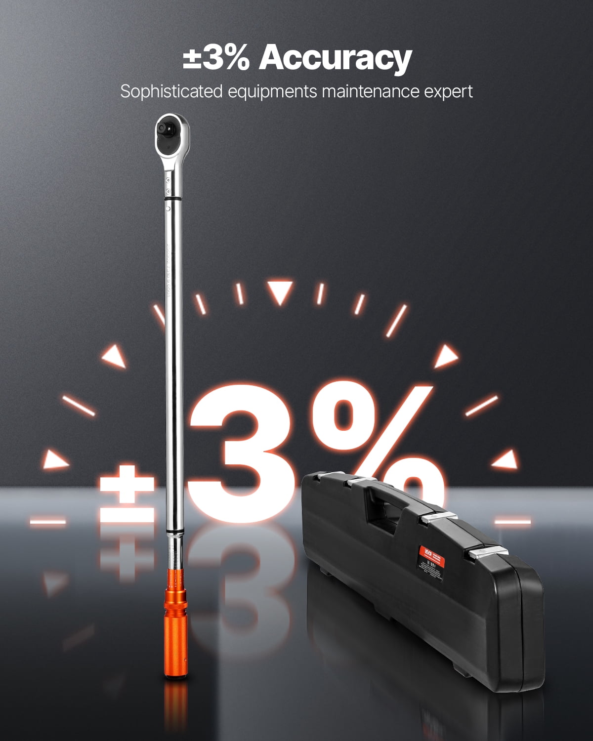 VEVOR Click Torque Wrench, 3/4 Inch Drive, 100-600 lbf-ft / 136-814N.m, Dual-direction Torque Wrench Set with Dual Range Scales, 48-tooth, ±3% High Precision, Alloy Steel, for Automobile Repair