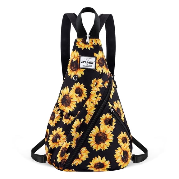 HAWEE Women's Rope Sling Bag - Convertible Chest Bag & Backpack, Water-Resistant Crossbody Daypack for Travel, Sport, Cycling | Left or Right Wear, Sunflower