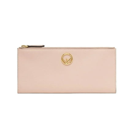 New Fendi F is Fendi Light Rose Calf Leather Double Zip Long Wallet 8M0405