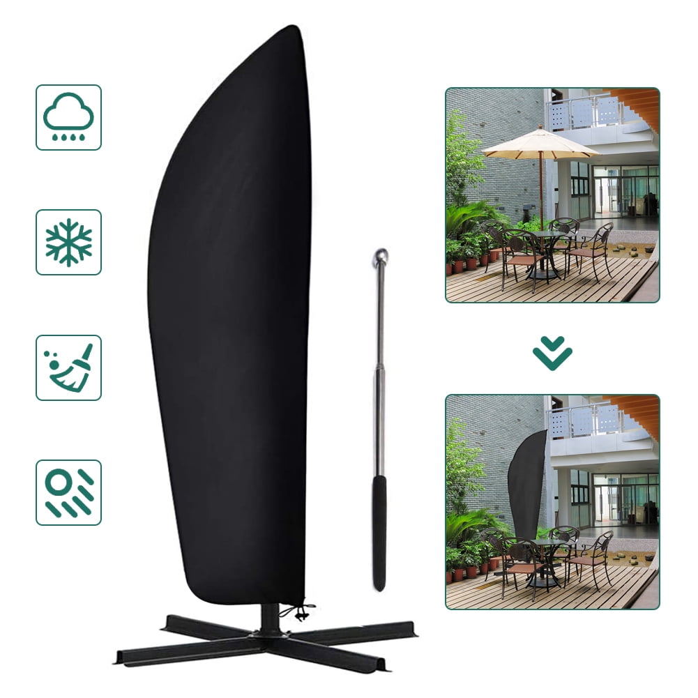 Koovon Outdoor Umbrella Cover,  Heavy Duty Waterproof Outdoor Canopy with Telescopic Rod, Black