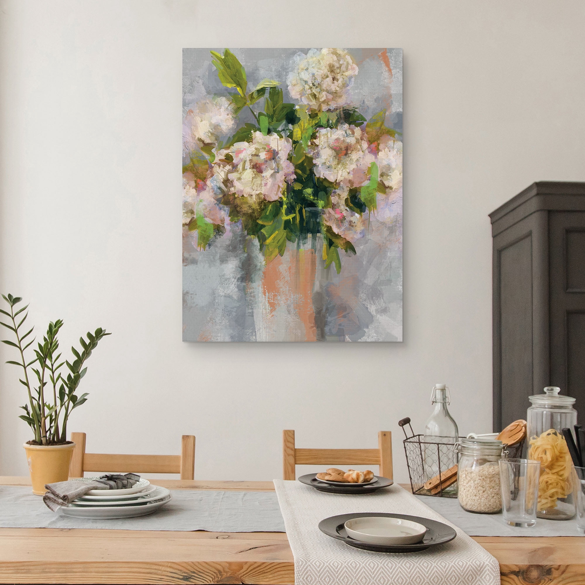 Modern Floral I Coral by Studio Arts Canvas Art Print