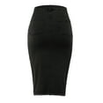 thumbnail image 3 of A2Y Women's Slim Fit Rayon Knee Length Rhinestone Front Slit Denim Jean Pencil Skirt Heather Black L, 3 of 4