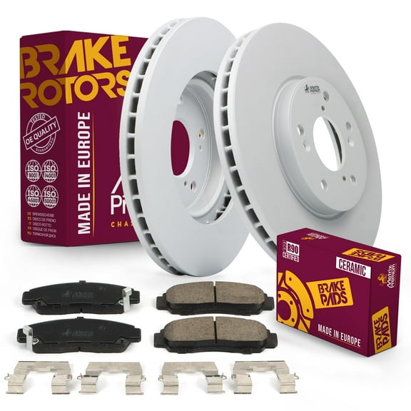 Metrix Premium Chassis Parts - Front Ceramic Disc Brake Pad Set & Vented Brake Rotor Kit Fits 2003-2010 Honda Accord, Made in Europe