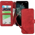 thumbnail image 2 of for iPhone 11 Pro Max Wallet Case with Card Holder Slots,Kickstand Phone Cover Premium Leather Magnetic Closure Slim Flip Shockproof Wrist Strap Case for iPhone 11 Pro Max 6.5",Wine Red, 2 of 14