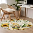 thumbnail image 5 of Spring Gnomes Round Area Rugs Collection 4', Retro Botanical Flowers Leaves Butterfly Non Slip Indoor Circular Throw Runner Rug Floor Mat Carpet for Living Room Dining Table Bedroom Nursery, 5 of 9