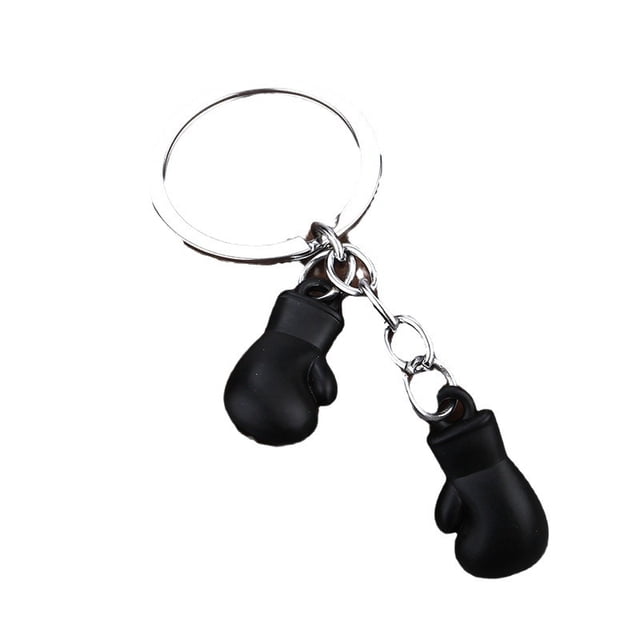 Llavero con guantes de boxeo, aleación de zinc negro, para hombre y mujer