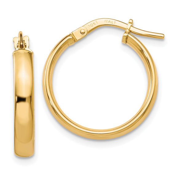 10K Gold Polished Hoop Earrings 10k Yellow Gold Earrings