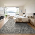 thumbnail image 3 of ODIKA 9'x12' Washable Area Rug Non-Slip, Chair-Friendly Farmhouse Grey Geometric Distressed Vintage Stripe Minimalist Greyrugs Flowing for Dining Room, Basement, Large Office, 3 of 7