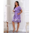 thumbnail image 2 of Ekouaer Women Robes Lightweight House Coat Short Sleeve Floral Print Mumu House Dresses with Pockets Zipper Nightgowns, 2 of 6