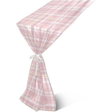 

Hyjoy Table Runner Salmon Pink & Apricot Check Machine Washable Non-Slip Farmhouse Table Runners for Dinner Party Holidays Home Decor 13 x 70 Inch