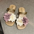thumbnail image 2 of Sandales pour Femmes à Fleurs Pantoufles Plates Haut de Gamme Chic, 2 of 8