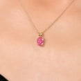thumbnail image 3 of Gem Stone King 0.76 Ct Oval Fancy Pink Zirconia 14K Yellow Gold Pendant with Chain, 3 of 6