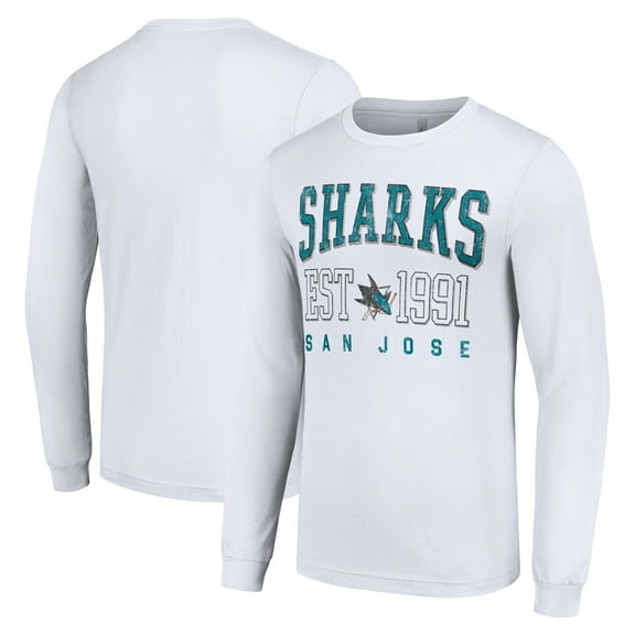 Men's Starter White San Jose Sharks  Logo Graphic Long Sleeve T-Shirt