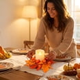 thumbnail image 3 of ICQOVD Halloween Thanksgiving Candle Ring Wreath Artificial Pumpkin Maple Leaf Tabletop Fall Harvest Decoration, 3 of 9