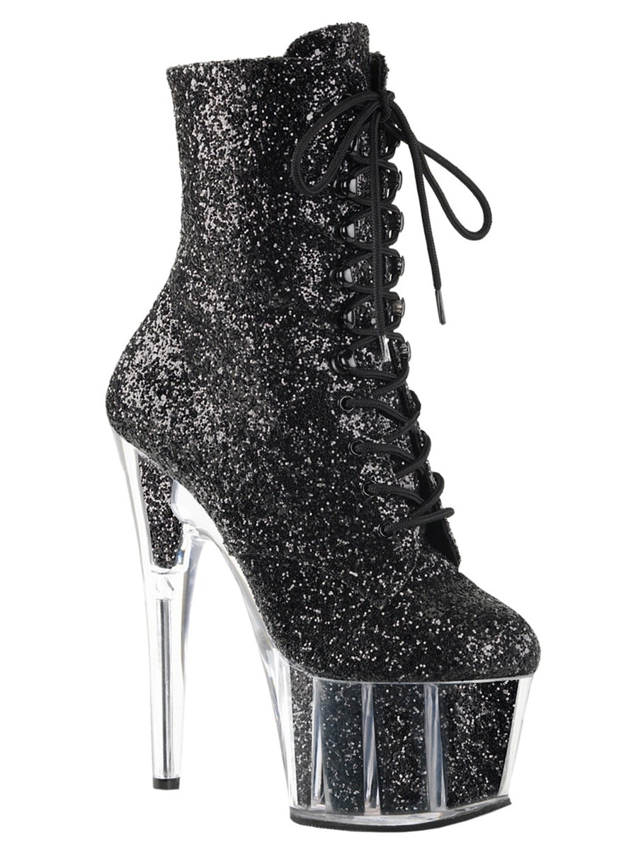 black glitter booties