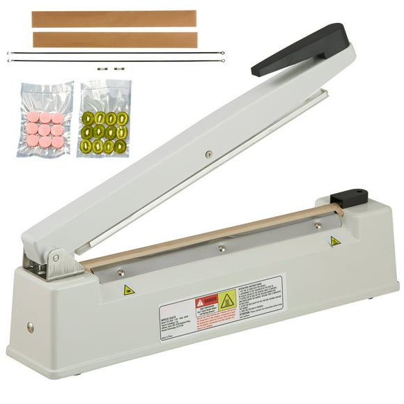 KFFKFF 12-inch Impulse Sealer, Hand-Operated Heat Sealing Equipment with Customizable Heat Settings, Aluminum-made Shrink Wrap Bag Sealer for Plastic Mylar PE PP Bags, Compact Poly Bag Sealer