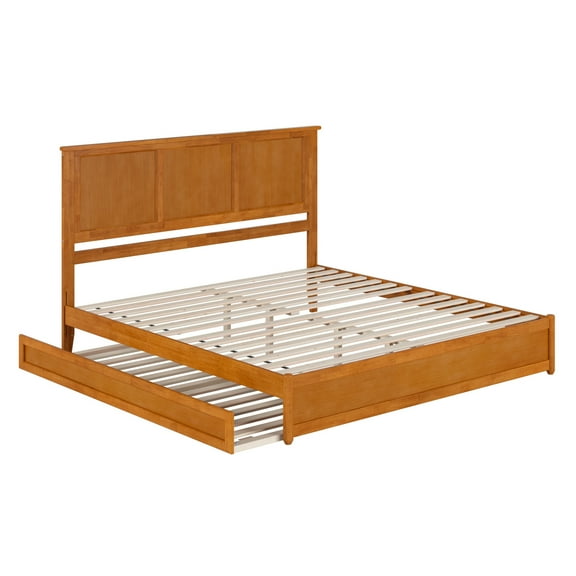 Felicity King Platform Bed with Panel Footboard & Trundle in Light Toffee