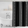thumbnail image 4 of Black Boho Waterproof Fabric Shower Curtain,Vintage Abstract Striped Geometric Motifs Waterproof Fabric Shower Curtain for Bathroom Curtains Bathtubs Hotel Shower Curtains with 12 Hooks Long 72x78in, 4 of 8