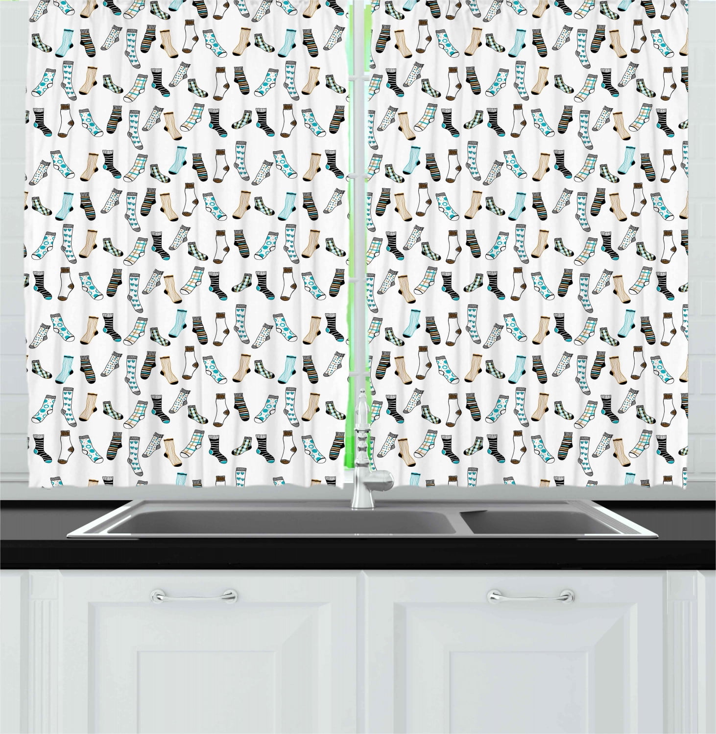 Cartoon Curtains 2 Panels Set Messy Teenager Kids Room Rain Of Socks Laundry Themed Funny Art Window Drapes For Living Room Bedroom 55w X 39l