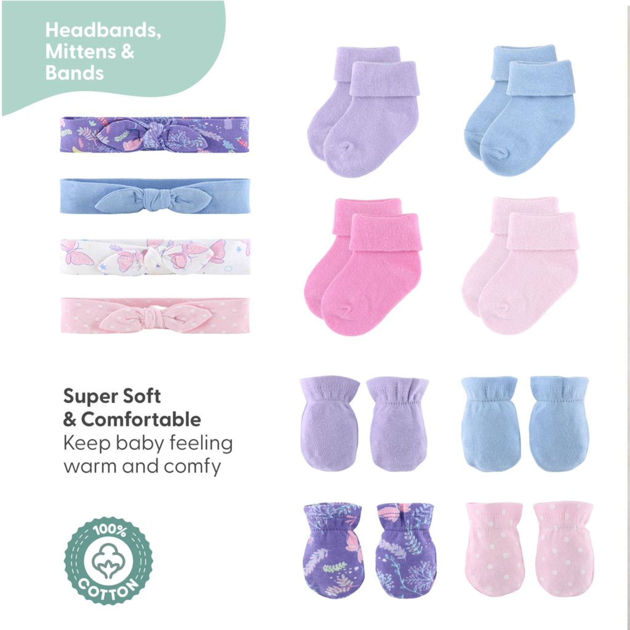 The Peanutshell Newborn Layette Gift Set for Girls, Purple Pink Butterfly, 30 Essential Pieces, 0-3 Months
