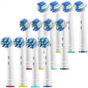 Pearl Enterprises Replacement Brush Heads Compatible With Oral B - Pack of 12 Electric Toothbrush Assorted Heads Refill Fits Oralb Braun and More